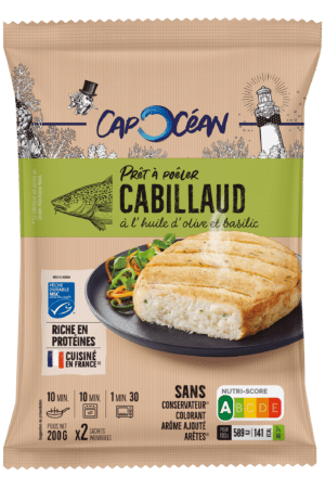 prêts à poêler PAP Cabillaud huile d'olive basilic CAP OCEAN