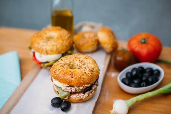 bagels de rillettes de thon aux olives
