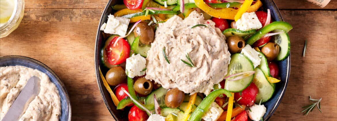 salade greque thon feta huile d'olive basilic